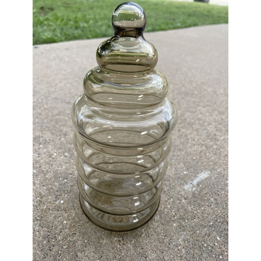Mid Century Mod Holmegaard Primula Apothecary Smoked Glass Canister Jacob Bang